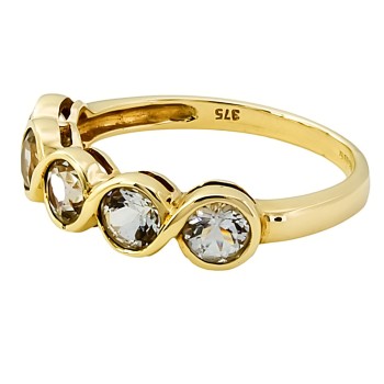 9ct Gold Cubic Zirconia 5 Stone Ring Size N